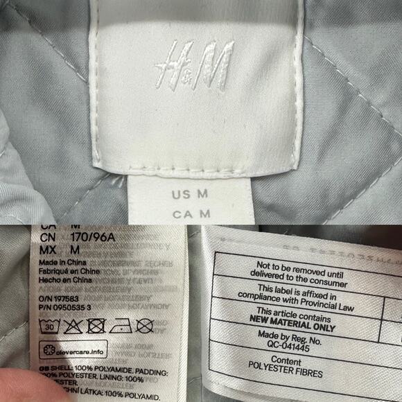 H&M oversized quilted Shacket shirt jacket in gray women’s size medium - Picture 8 of 10